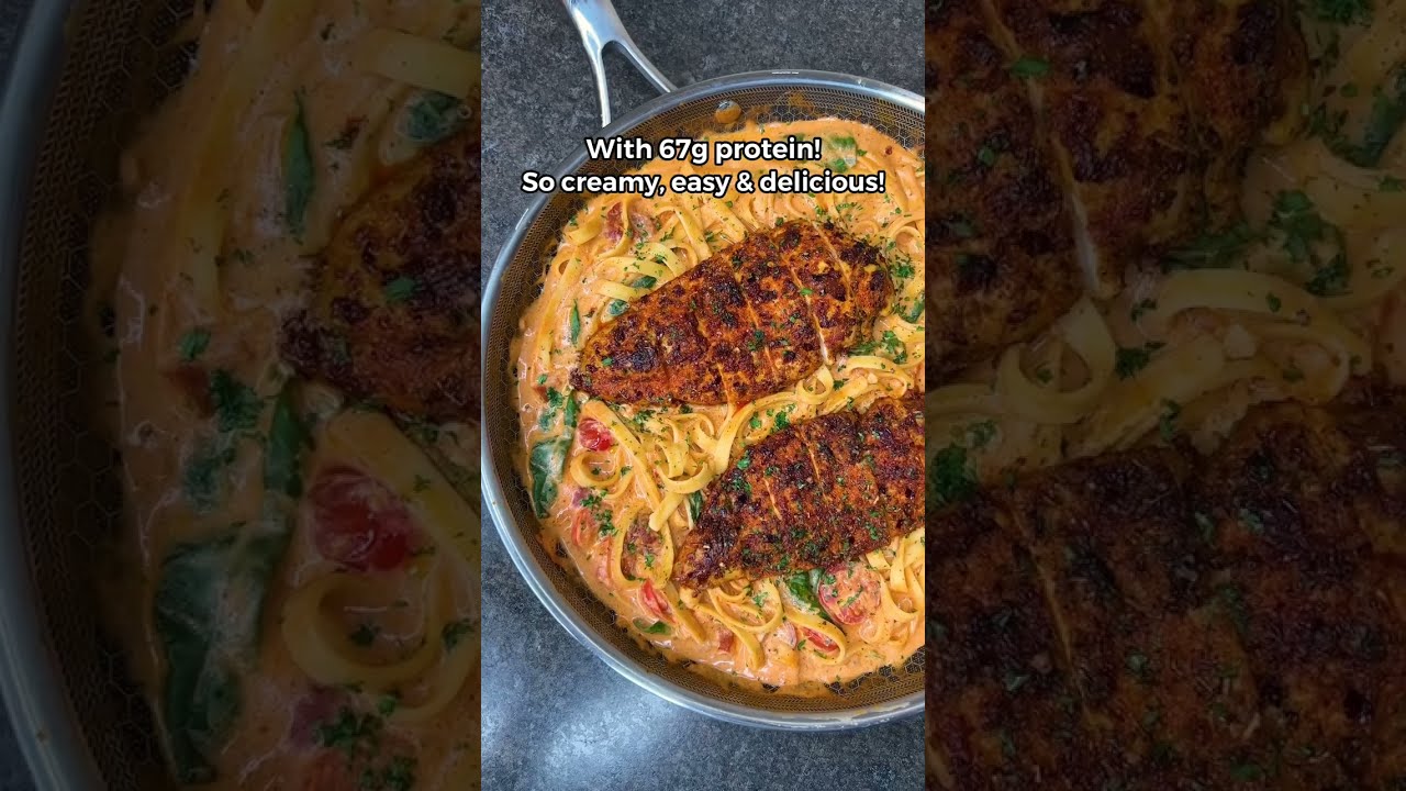 High Protein Creamy Tuscan Chicken Pasta