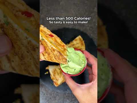 High Protein Cheesy Chicken Quesadilla (487 Calories, 53g Protein)