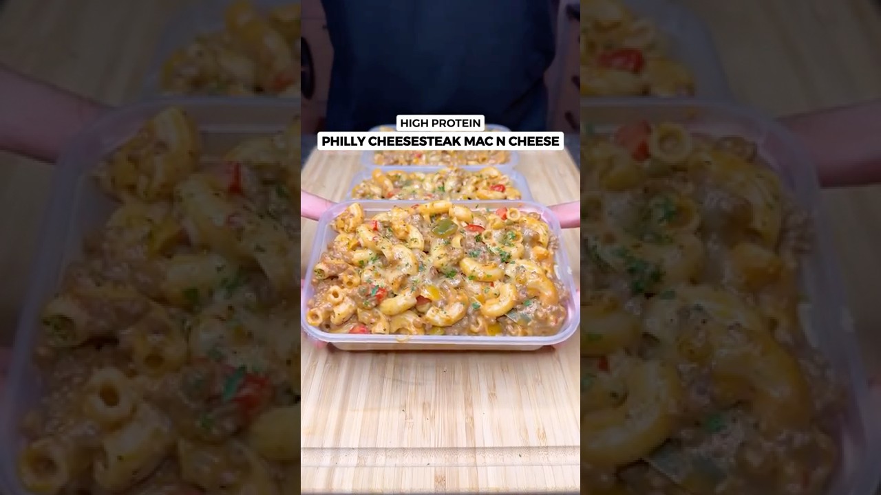 High Protein Philly Cheesesteak Mac and Cheese