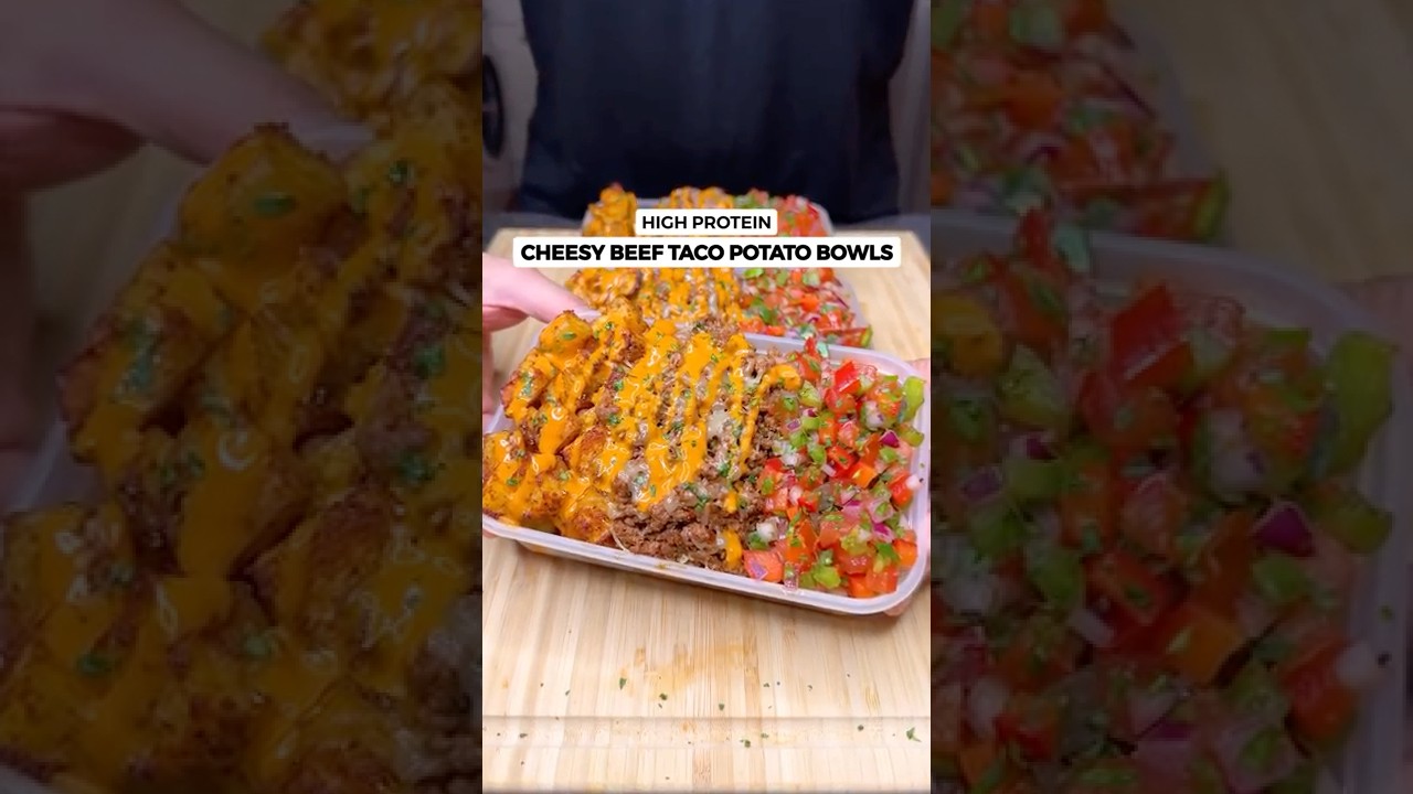Cheesy Beef Taco Potato Bowls