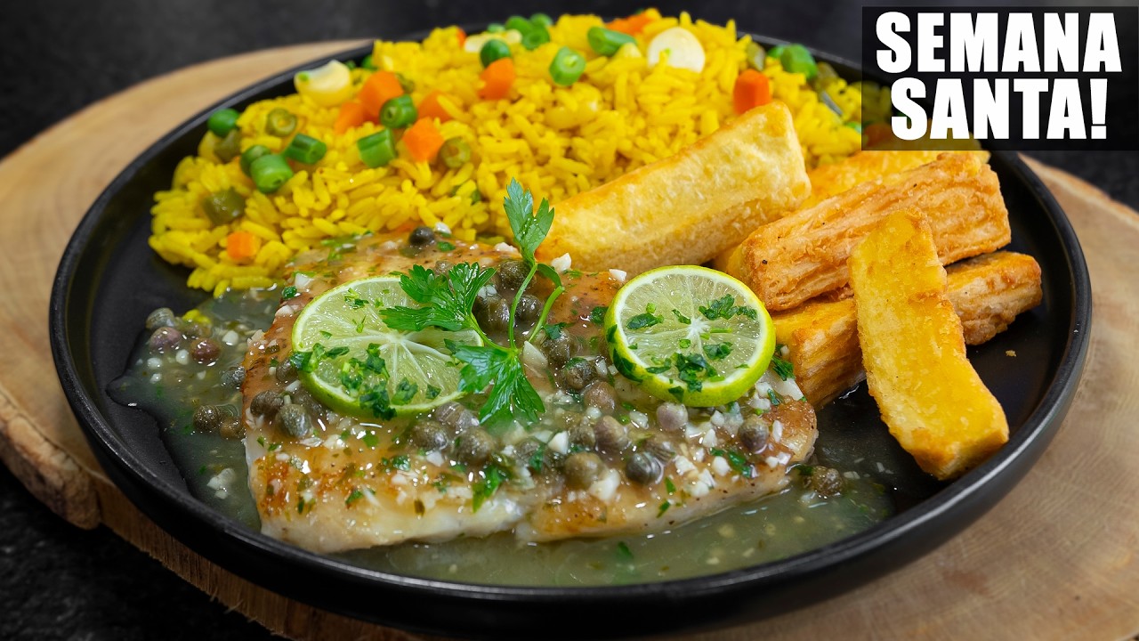 Corvina Fish Meunière with Garden Rice and Crispy Yuca