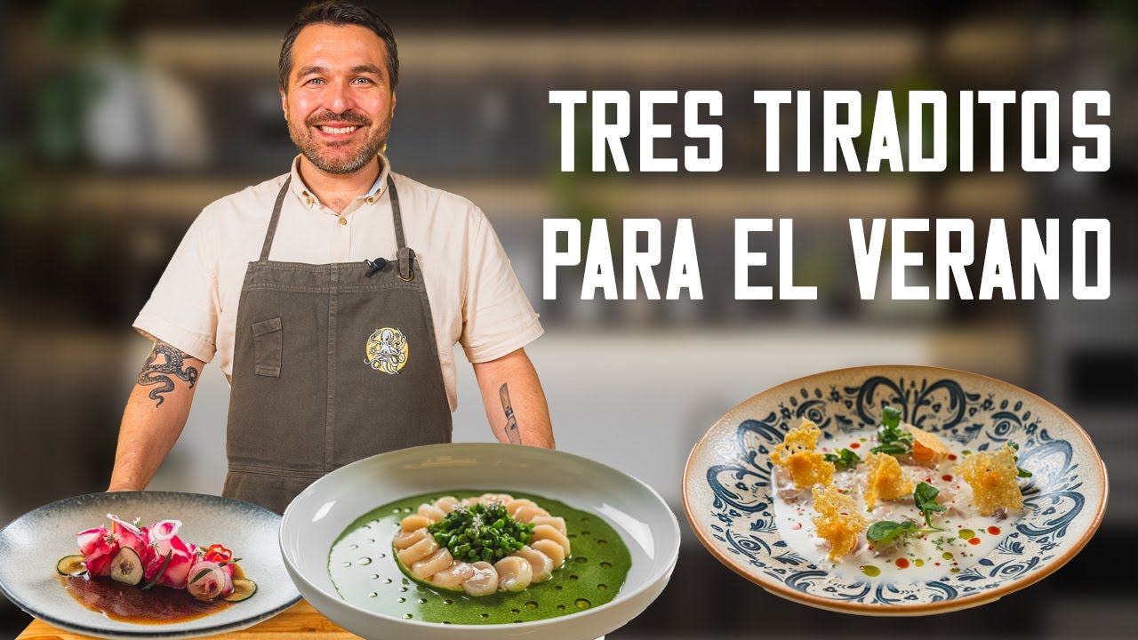 Three Creative Tiraditos — Ponzu, Parmesan & Asparagus-Scallop