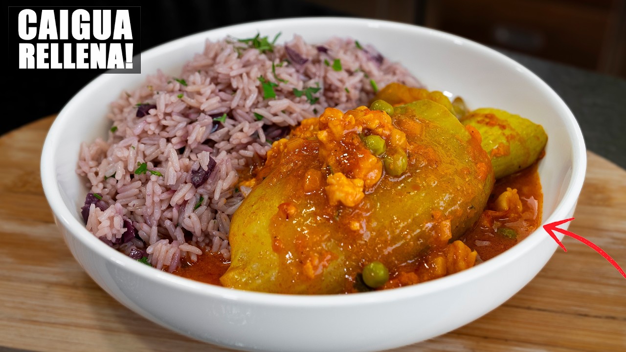 Stuffed Caigua with Shrimp & Olive Rice